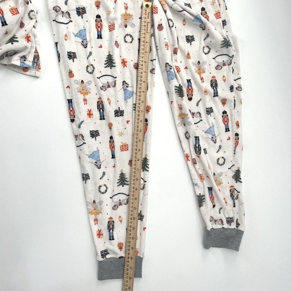Cuddl Duds Small Tall White Nutcracker Print Minky Fleece Lounge Pajama Set - Picture 4 of 7